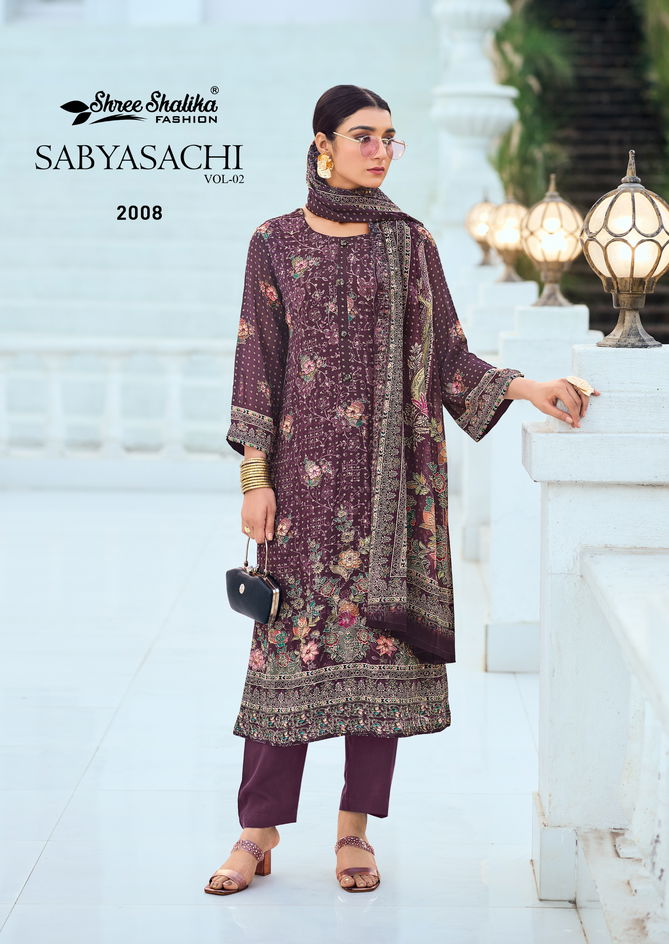 Sabyasachi Vol 2 By Shree Shalika Georgette Printed Embroidery Dress Material Wholesalers In Delhi